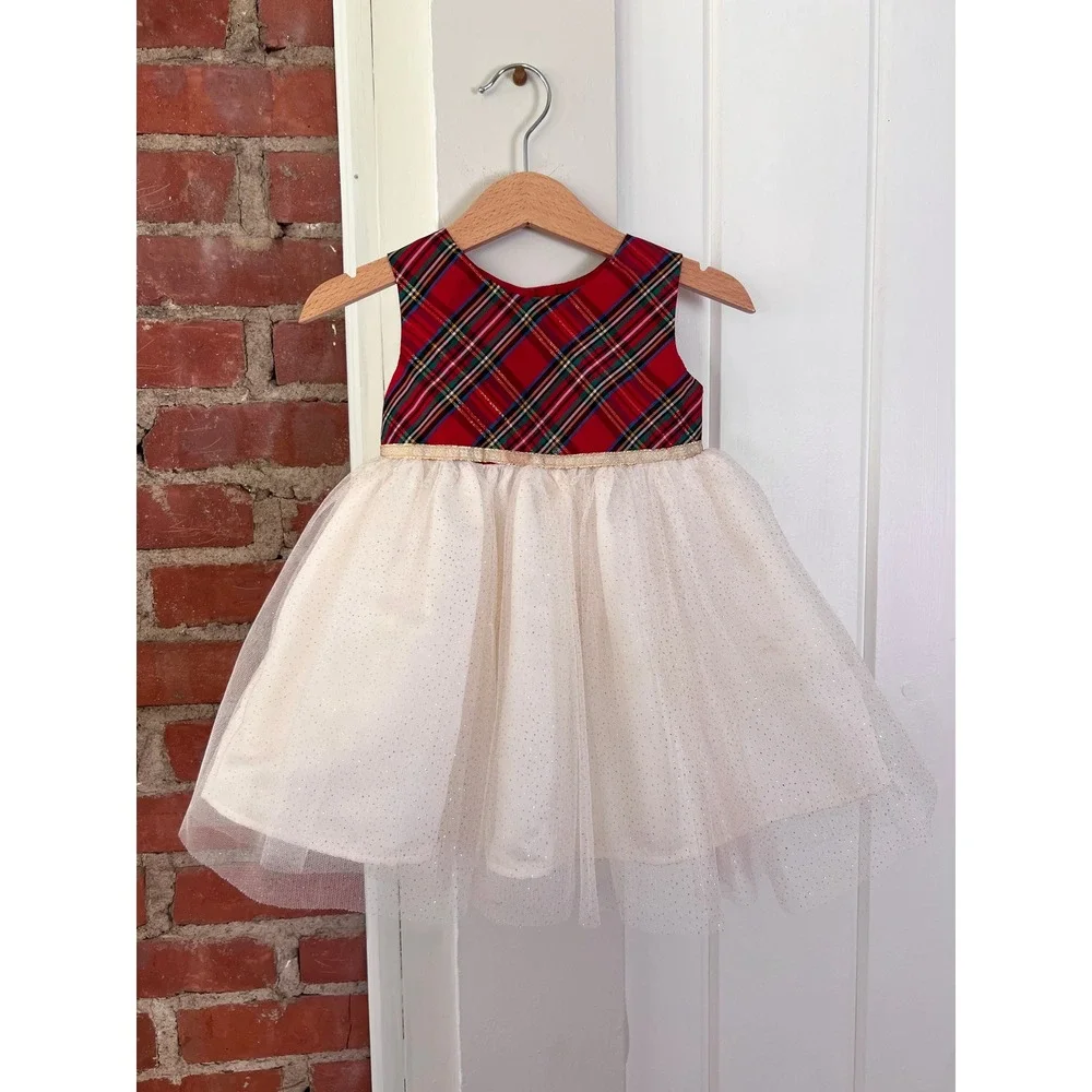 Blueberi Boulevard Baby 18M Christmas Plaid Dress Red Faux Fur Coat Holiday Set